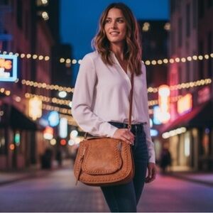 NWT-Anthropologie- Urban Expressions Large Khloe Tan Crossbody Bag/ Satchel